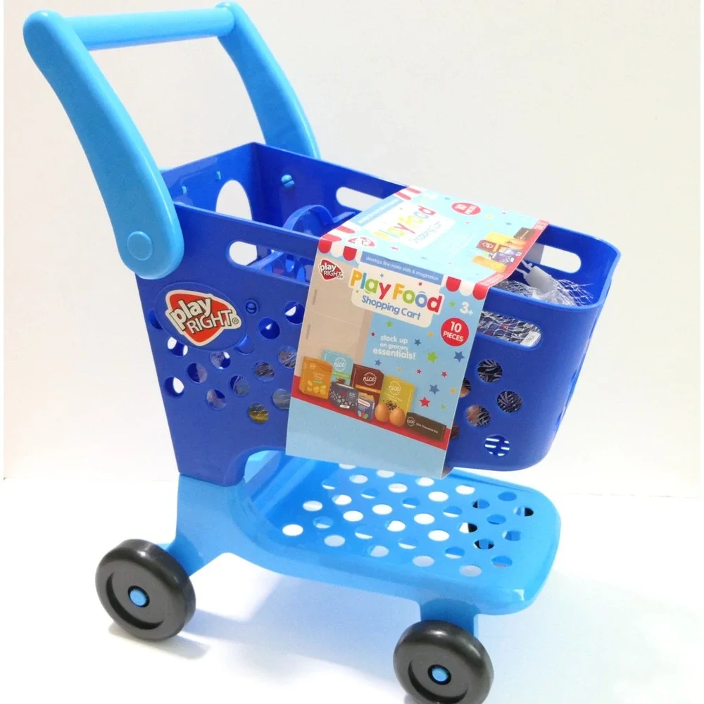 PlayRight Play Food Shopping Cart w/ Folding Handle + Mini Walgreens Products